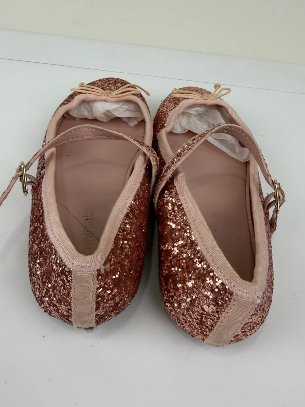 J.Crew Cuts Rose Gold Glitter Mary Jane Ballet Flats Kids Size 3